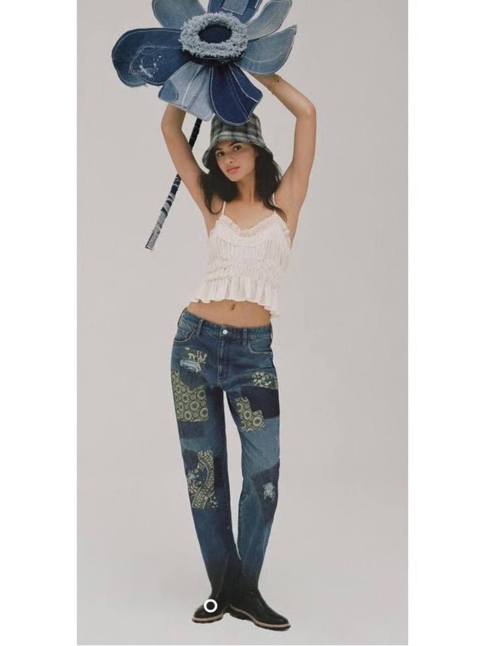 Pilcro Anthropologie The Borrowed Relaxed Boyfriend Fit Patchwork Blue Jeans 27